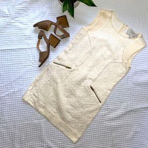 Cream Dress with Zipper-Pockets